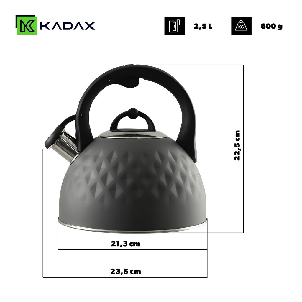 KADAX Czajnik Stalowy 2,5L indukcja Gaz Gwizdek Z Uchwytem Tradycyjny