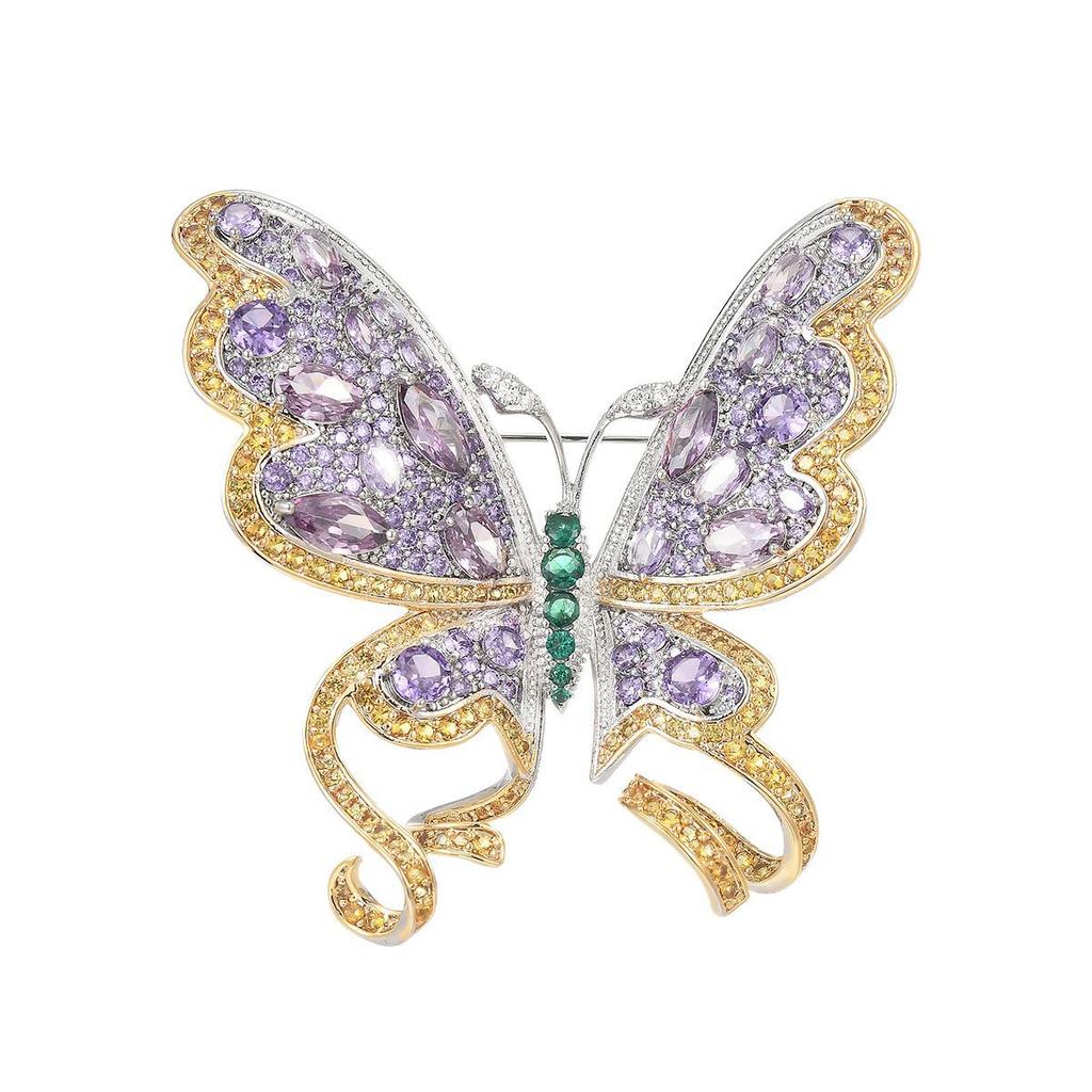 Light Luxury High-end Dancing Three-dimensional Two-color Butterfly Brooch High-end Design Insect Shape Corsage Pin