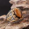 Mode Vintage Oval Tigerauge Ring für Männer Punk handgemachte geschnitzte Stein Ring Schmuck Geschenk
