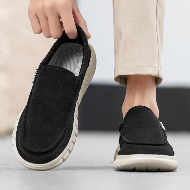 Fashion Men's Stylish Canvas Casual Shoes Lightweight Male Casual Shoes Breathable Sneakers Comfy Ultralight Men Flats Simple Lazy Shoes