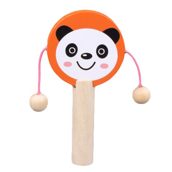 Cartoon Animal Wooden Handheld Musical Rattle Drum Shaker Education Baby Toy
