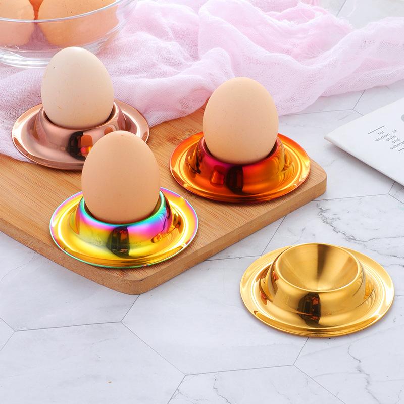 Golden Stainless Steel Egg Cup Boiled Egg Tray Round Single Egg Holder Household Restaurant Breakfast Egg Tool Kitchen Gadget