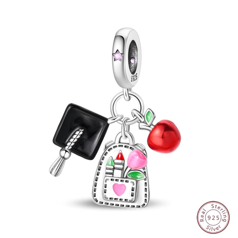 New Copper Poker Card Pendant Beads Black Spade 10-A Royal Flush Red Heart 10-A Charm For Bracelet Woman Jewelry