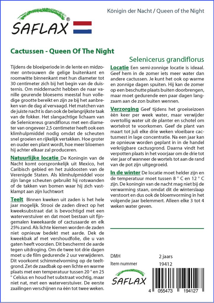 SAFLAX Queen of the Night - 40 Seeds - Selenicerus Grandiflorus