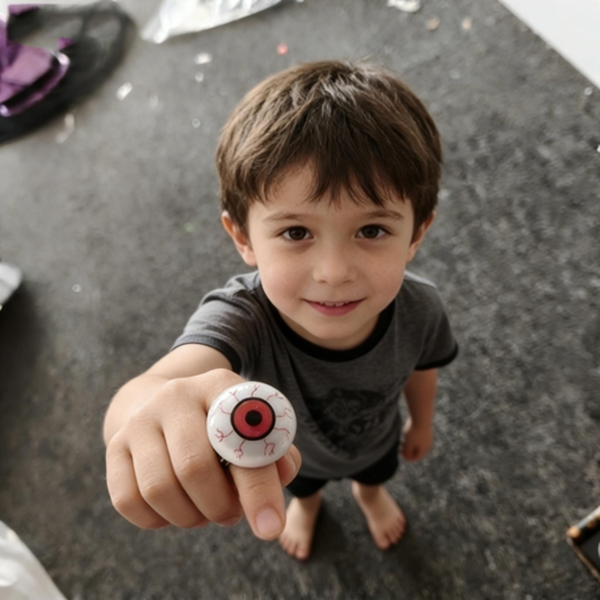 Halloween Glow-in-the-Dark Pumpkin, Bat, and Skull Finger Rings for Kids Pranks