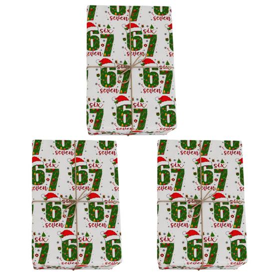 67 Christmas Wrapping Paper Funny 6 7 Meme Holiday Gift Wrap Santa Six Seven Festive Wrapping Paper for Teens Christmas Gift DIY Crafts