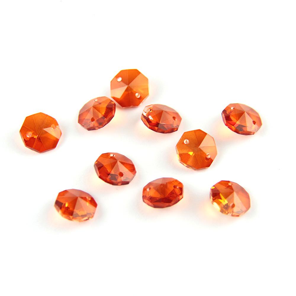 100Pcs 14Mm Crystal Chandelier Parts Glass Octagon Beads In 1 Hole/2 Holes Diy Strand Accessories Sucatchers For Home Decoration