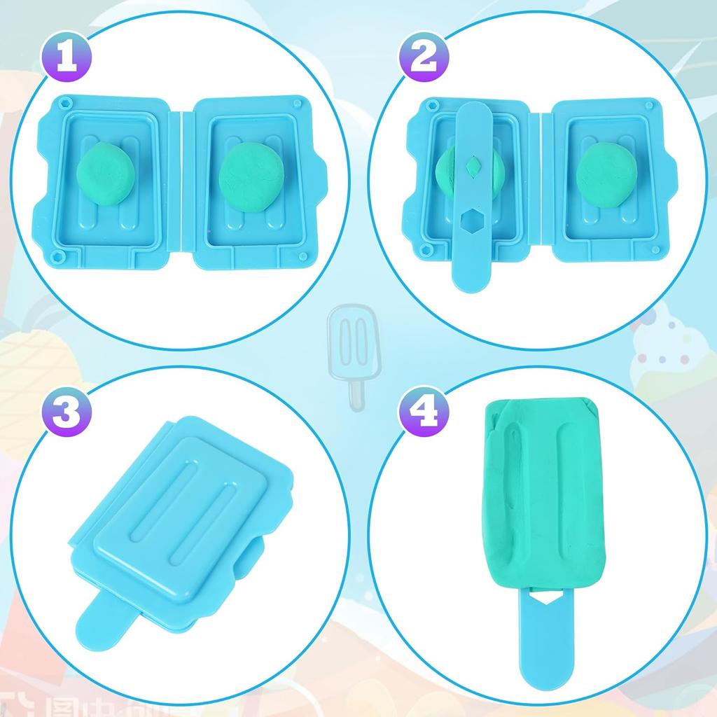 Playdough Tool Set, 31 PCS Playdough Ice Cream Set for Kids, Playdough Accessories Includes Assorted Animal Cutters, Summer Themed Molds, Popsicle