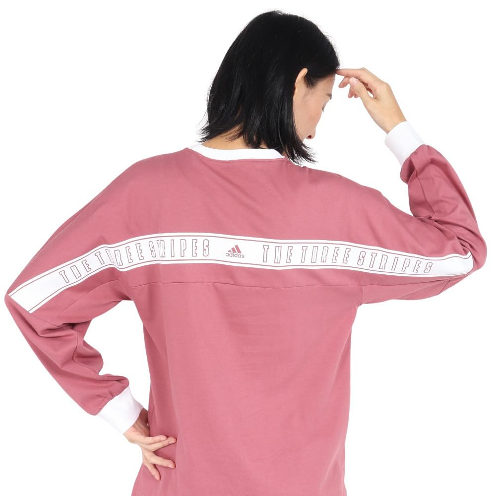 Adidas KTX53 Long Sleeve Loose Single Crimson Size Women's T-Shirt, Wording, Fit, Jersey, Pre-Loved (JG5715), J/L