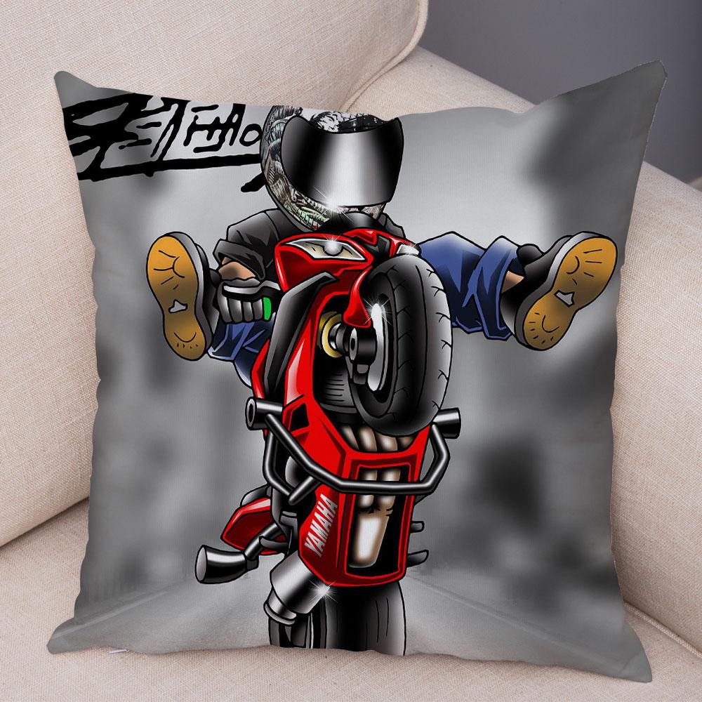 Capa de almofada para esportes radicais, capa decorativa de desenho animado para motocicleta, fronha de poliéster, cor móvel, bicicleta, sofá, casa, carro