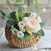 Small Flower Basket Flower Arrangement Basket Willow Rattan Woven Basket Wicker Half Moon Storage with Handle Flower Baskets