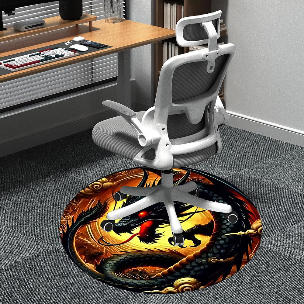 

1pc Dragon Art Chair Carpet for Office Non-Slip, Machine Washable Rug for Office, Room - Holiday Decor, Machine Made yy251016096 80cm by 80cm