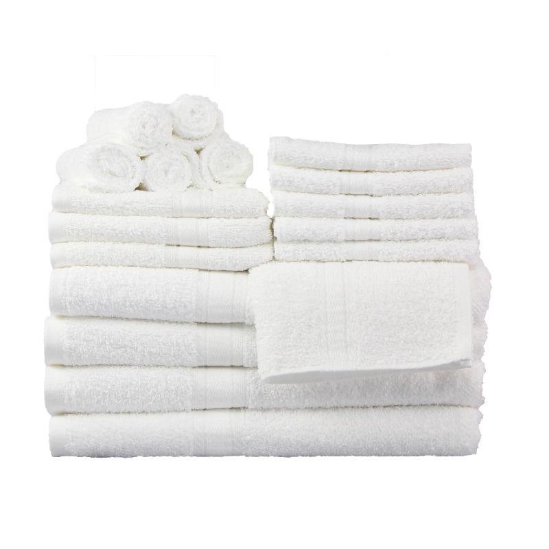 18-Piece 100% Cotton Towel Set, 4 Bath Towels, 4 Hand Towels, and 10 Face Towels, Soft and Super Absorbent
