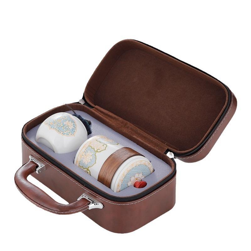 Portable Travel Tea Set, Ceramic Teapot & Cups with Storage Bag for Outdoor & Gift