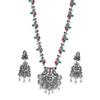 ZAVERI PEARLS Antique Silver Tone Temple Necklace Set For Women