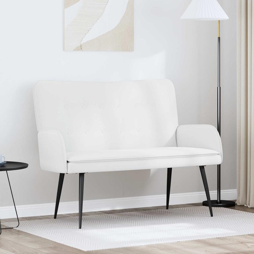 2 Seater Sofa White 115 x 61 x 87 cm Fabric