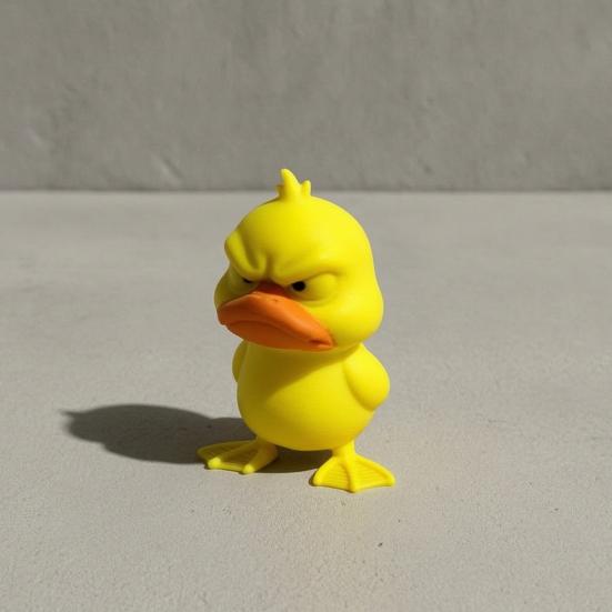 Funny Expression Decor 3D Printed Yellow Duck Figurine, Statue with Vivid Expressions, Modern Home Accent Cute Miniature Desktop Ornaments for Office