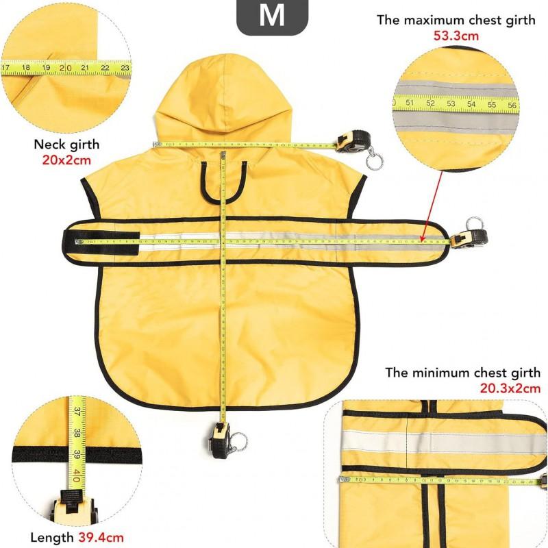Waterproof Dog Raincoat With Reflective Stripes Small Medium Large Breeds - Yellow Fluorescent Green Blue Pink Red