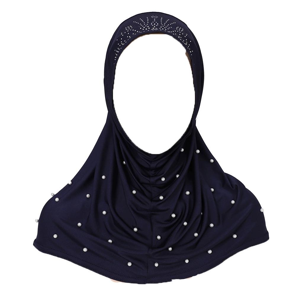 Women Pearl Decorated Hijab Scarf Shimmer Edge Shawl Women Soft Premium Jersey Hijab Turban Islam Solid Color Headscarf