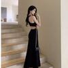 Halter Black Spice Girl Suspender Skinny Vest Dress Summer Skirt New Temperament Waist Slim Long Dress Women