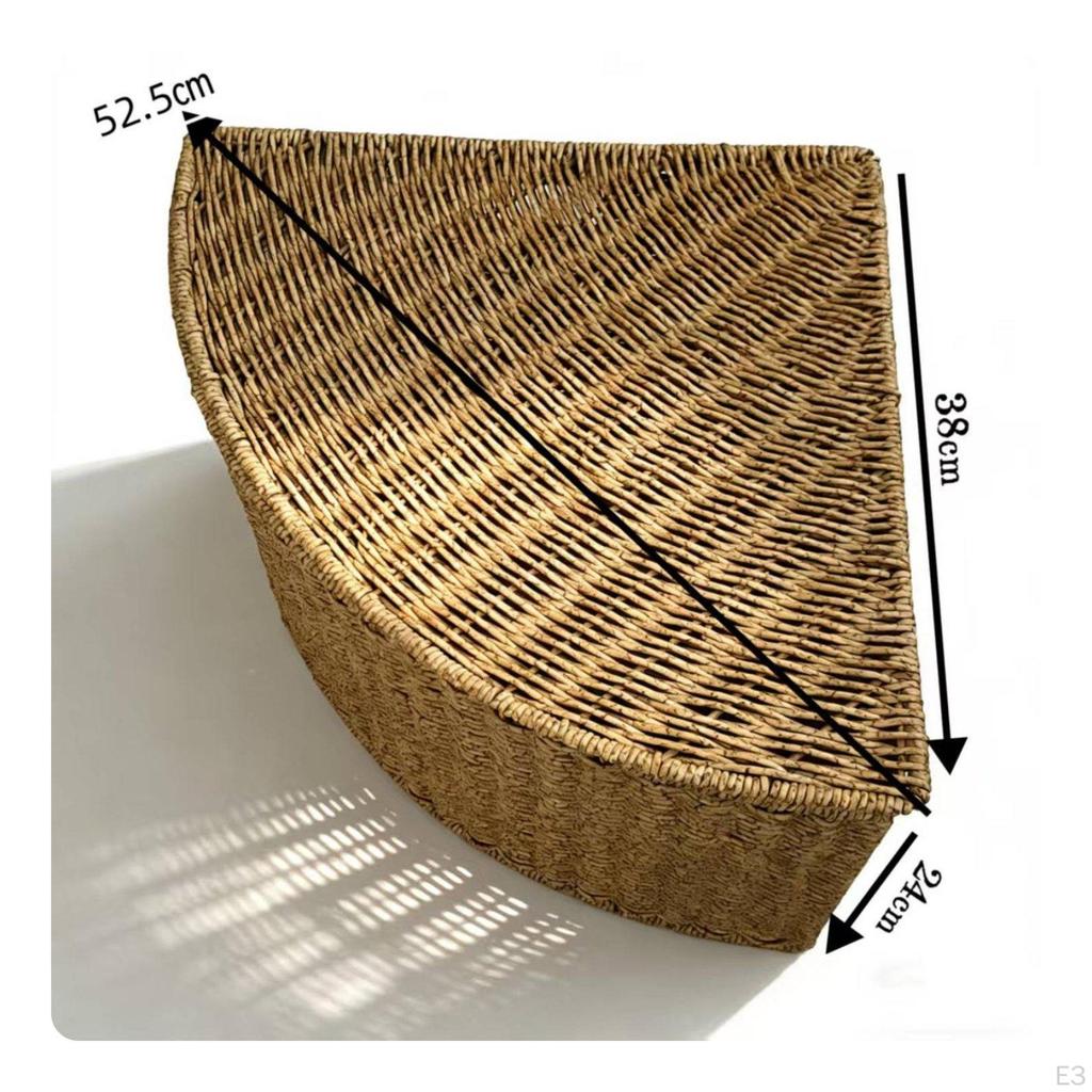 Triangle Imitation Rattan Basket & Sturdy Corner Bin Easy to Clean Wicker Design