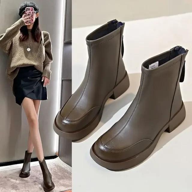 

Модные зимние ботинки для женщин 2025 Новая модель с плюшевыми теплыми хлопковыми ботинками, короткие ботинки на толстой подошве, удобные и нескользящие ботильоны 35
