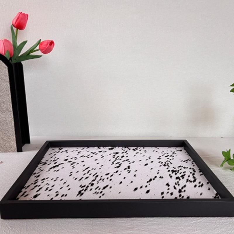 Horsehair Leather Trays Coffee Table Desktop Trays Dressing Table Square Jewelry Storage Plates Home Decoration Storage Plates