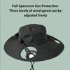Adjustable Neck Hanging USB Fan Bucket Hat With UPF50+ Sun Protection For Outdoor Camping Hiking And Beach Activity
