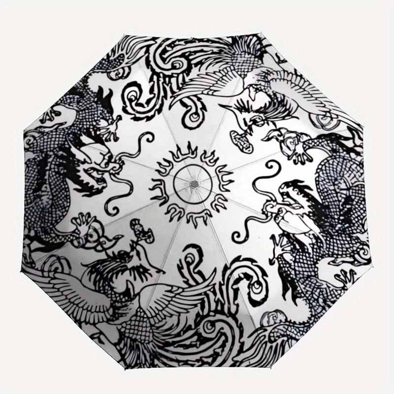 

1pc Dragon Phoenix Circle Automatic Opening/closing Umbrella with Auto Open/Close, Windproof, Foldable Sunshade yy250811200