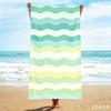 Blue Gradient Wavy Stripe Beach Towel Sand Resistant Lightweight Swimming Pool Towel Portable Travel Blanket