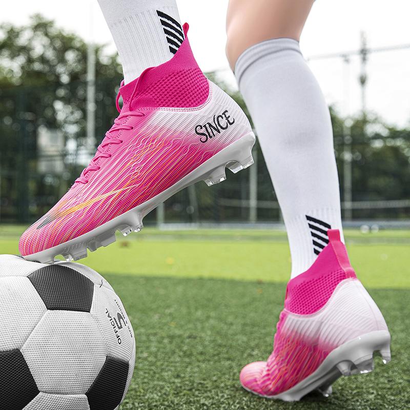 35-45 High-top Football Boots Large Size Long Nails PVC Men's Sports Shoes Boys Soccer Shoes