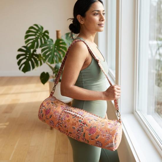 Yoga Mat Bag usalover925 Multicolor Quilted Cotton Floral Print Yoga 14