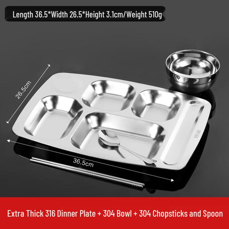 316 Stainless Steel Divided Lunch Tray
