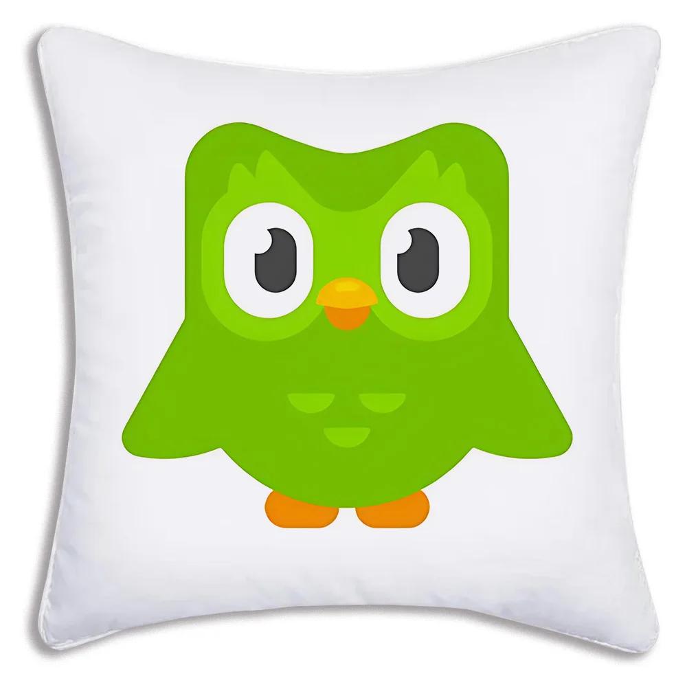 Duolingo Örngott Tecknad Soffa Dekorativ Hem Dubbelsidig Tryckning Kort Plysch Söt Kuddfodral