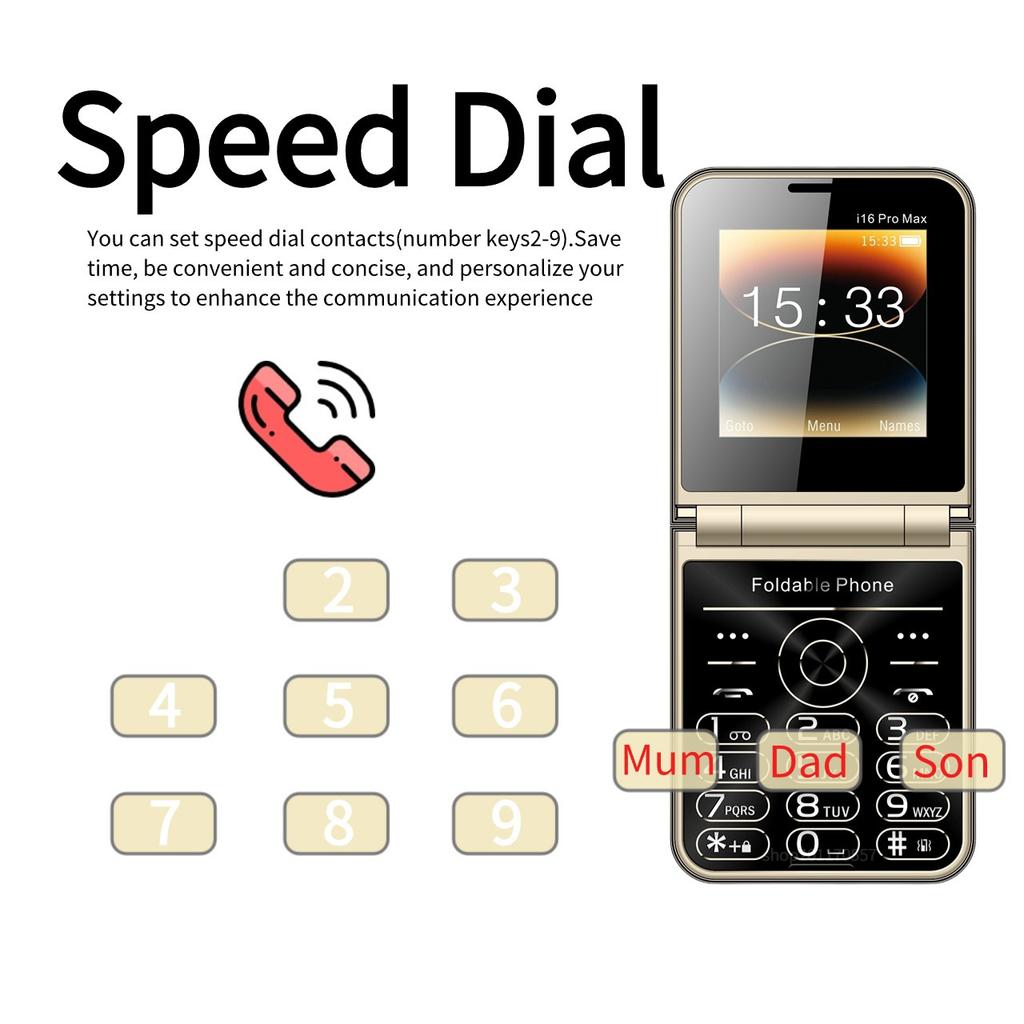 4 Cards 4 Waiting for Mini Folding Flip Old Man Button Mobile Phone