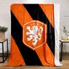 Diagonal Black Stripes On an Orange Background with a Lion Crest. for All Seasons Blanket Lunch Break Throw Gift