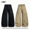 Unisex Relaxed Fit Cargo Pants Vintage Washed Cotton Utility Trousers Wide Leg Workwear Style