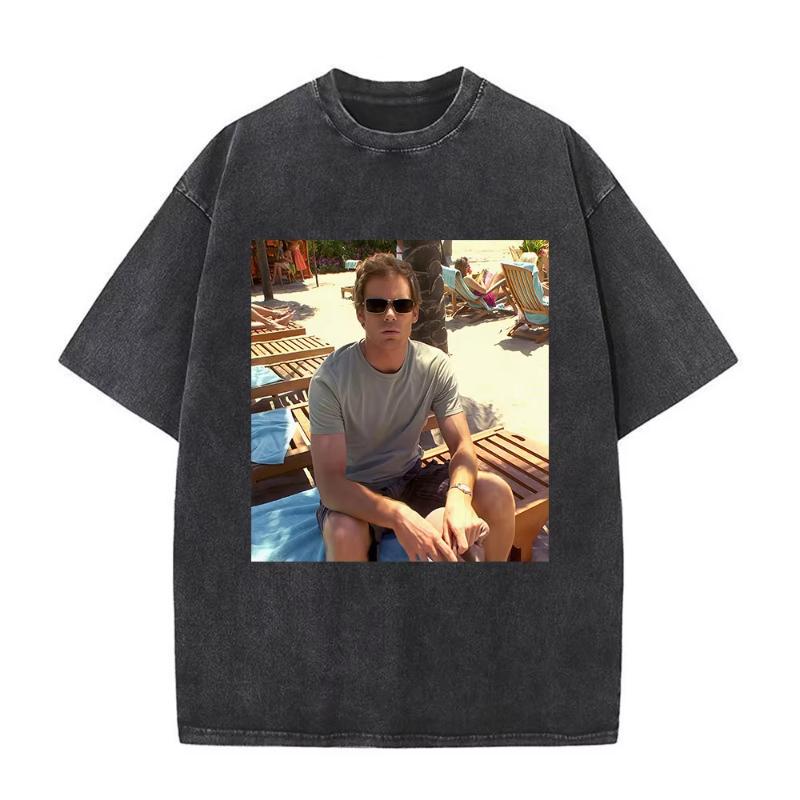 TV Play Dexter Morgan Vintage Washed Tshirts Unisexs Women Clothing Casual Cotton Oversized T Shirts Fashion Hip Hop Tshirt Tops