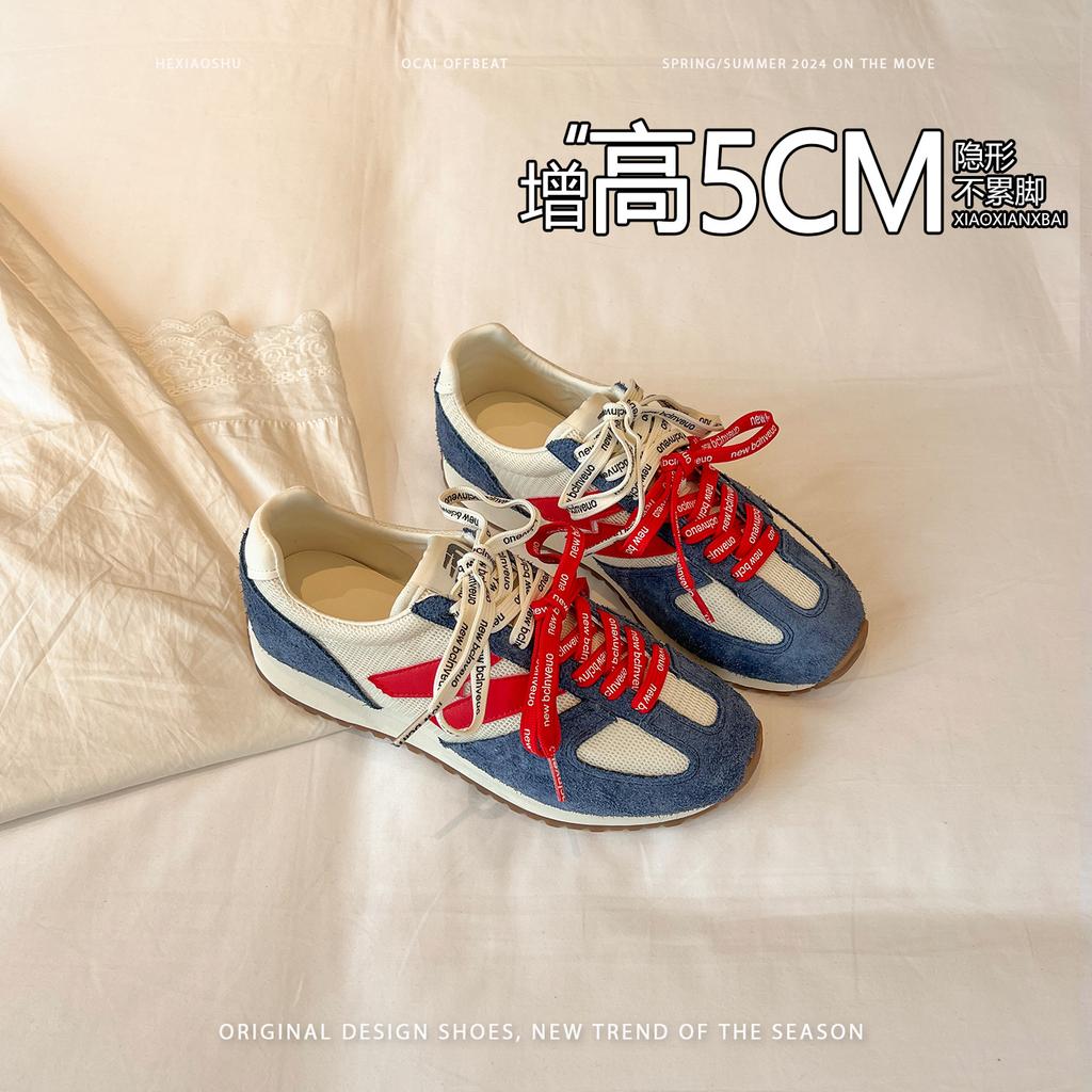 Leather version~ inner height increase 5cm German training shoes women's mesh comfortable and breathable versatile soft sole casual sports shoes Forre
