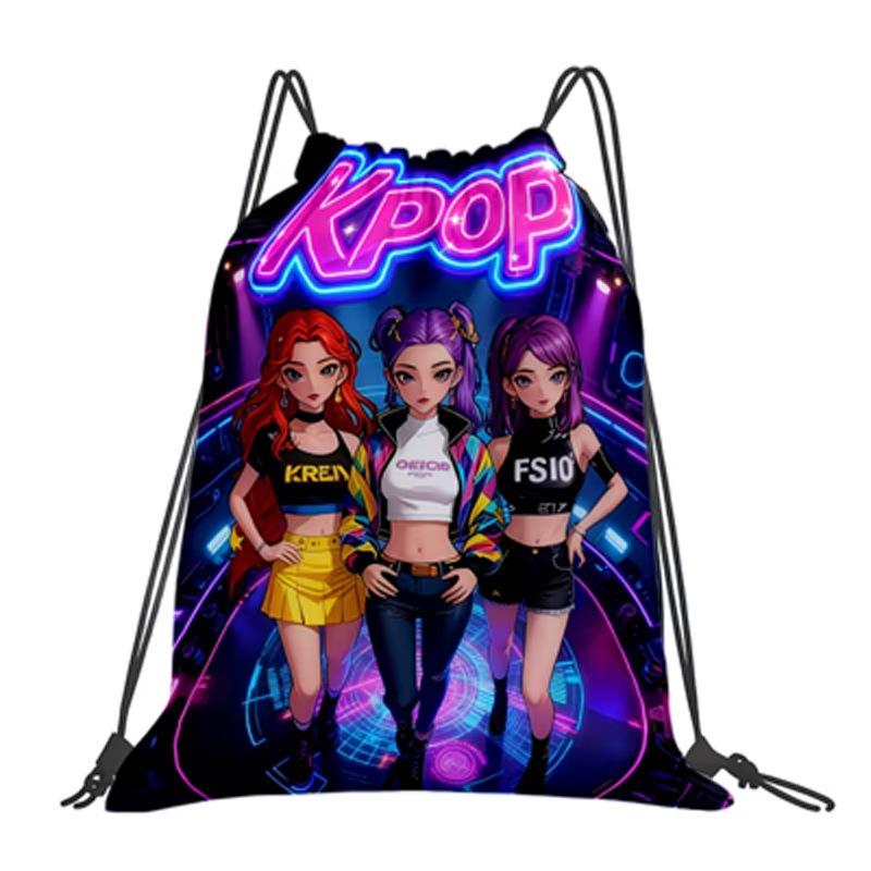 2026 Drawstring Fitness Bag Hunter Witch Team Sports Backpack Kpop Cartoon Storage Outdoor Daypack