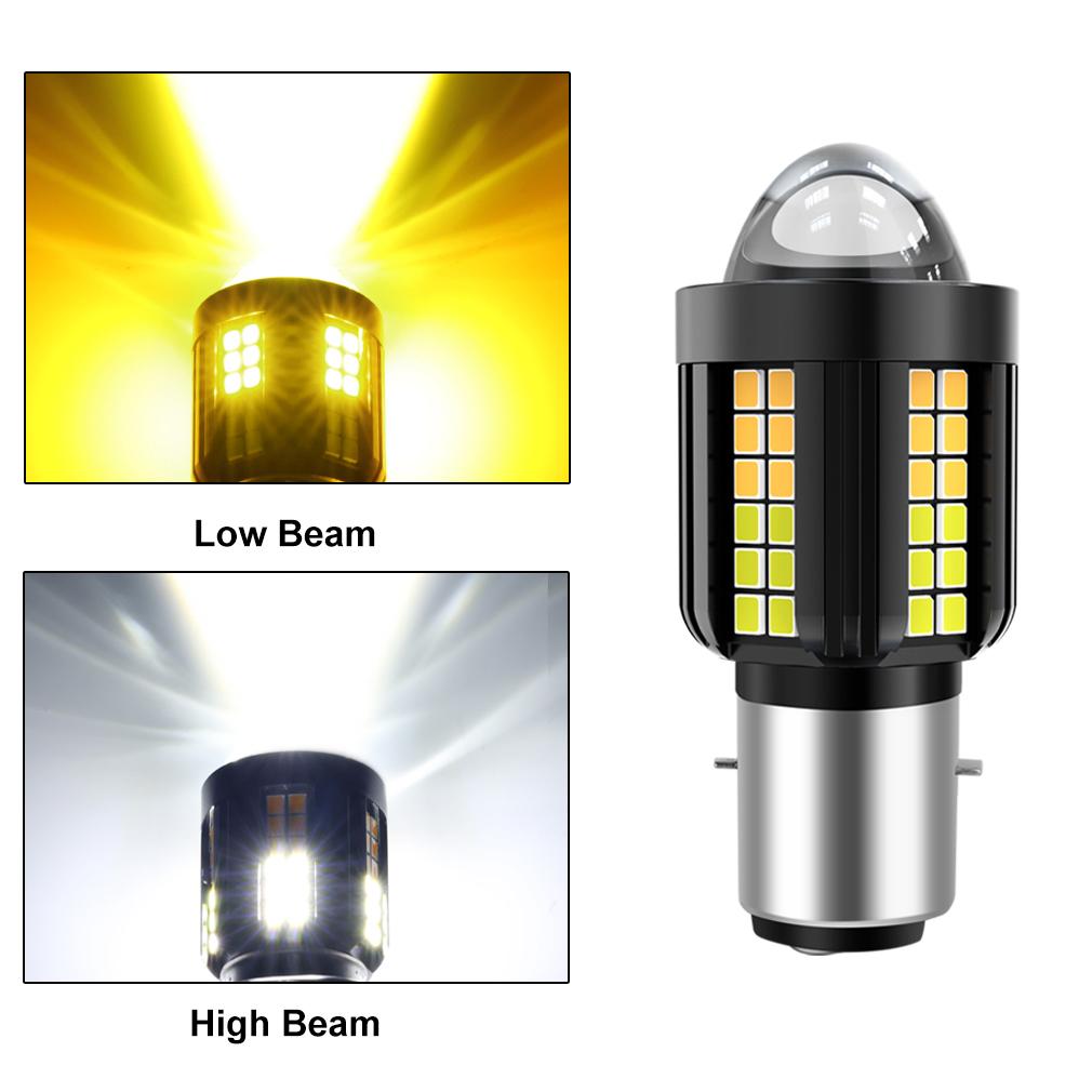

1 шт. Двухцветная светодиодная линза H4 Фара мотоцикла H6 BA20D CSP+30SMD 2835 Светодиодная лампа для мотоцикла дальнего/ближнего света Белая Желтая BA20D H6 белый/жёлтый