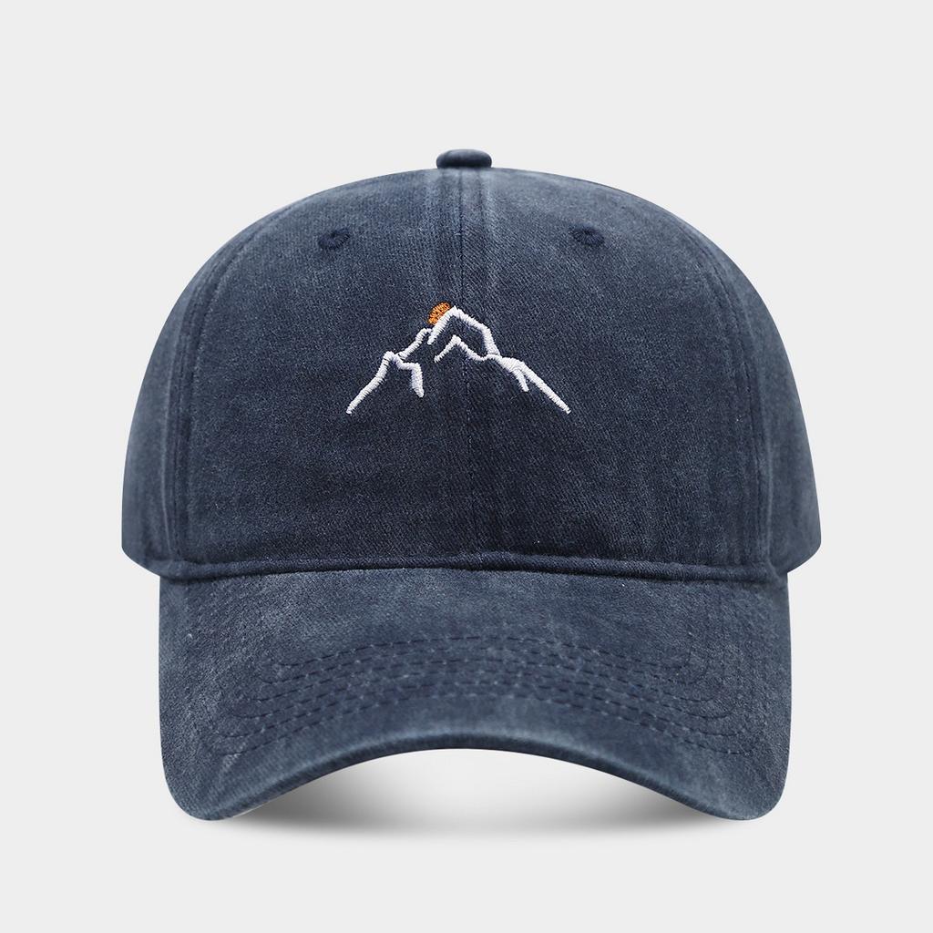 Fashion Hat New Mountain Sunset Embroidery Washed Baseball Cap Women's Tide Outdoor Sports Daddy Hat Men's Sun Hat
