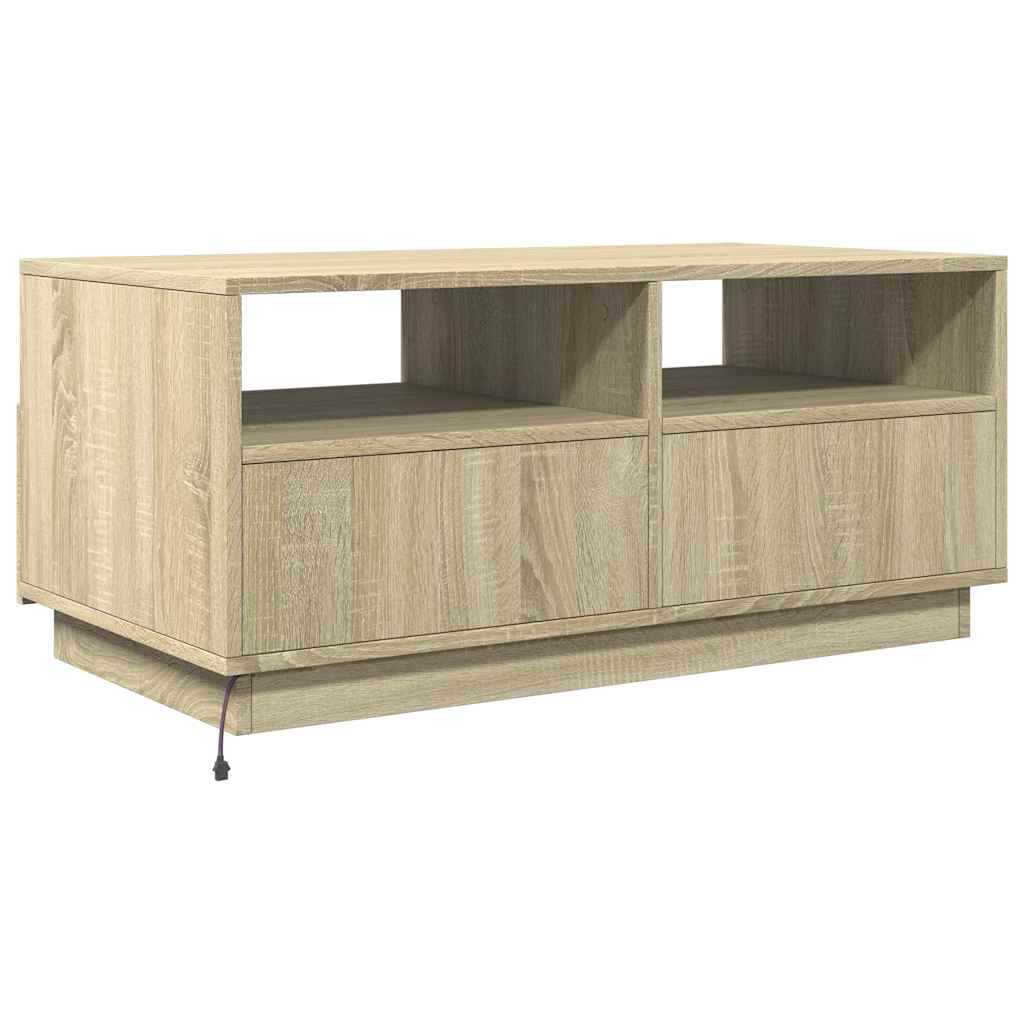 LED Coffee Table In Sonoma Oak 90 X 49 X 40 Cm