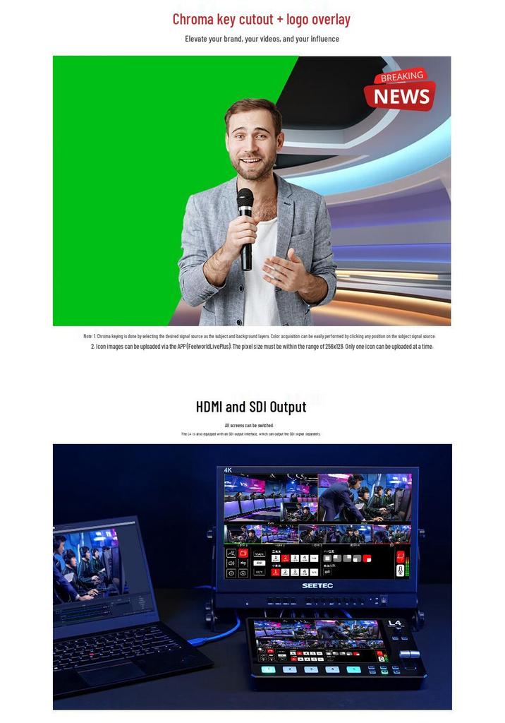 Feelworld Fuwede L4 10.1" Touchscreen HDMI/SDI Multi-Camera Live Streaming Mixer