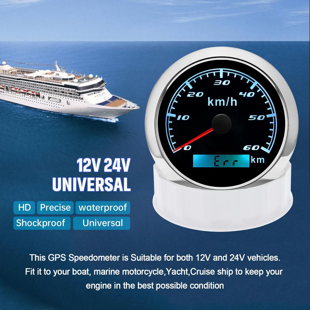 7Color LED Car GPS Speedometer 85MM Waterproof IP67 Speed Meter 60km/h with Antennafor Marine Boat Car ATV Motorcycle