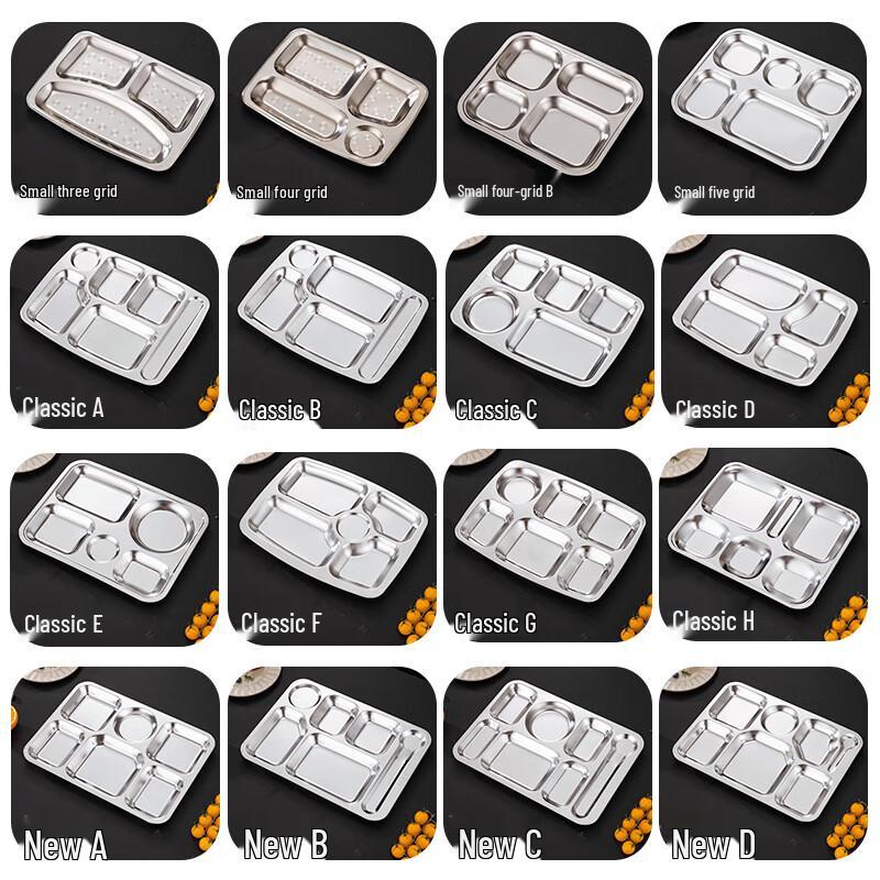 Minai 304 Stainless Steel 5-Compartment Divided Canteen Plate