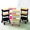 1set 1:12 Dollhouse Miniature Trolley Dining Cart with Wheels Storage Display Shelf Bookshelf Furniture Model Decor Toy