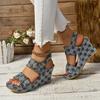 Damen High Heel Keilabsatz Doppelschnalle Zehenfrei Sandalen 2024 Schnalle Mehrfarbig Damen Flache Schuhe Absätze Damen Sandalen