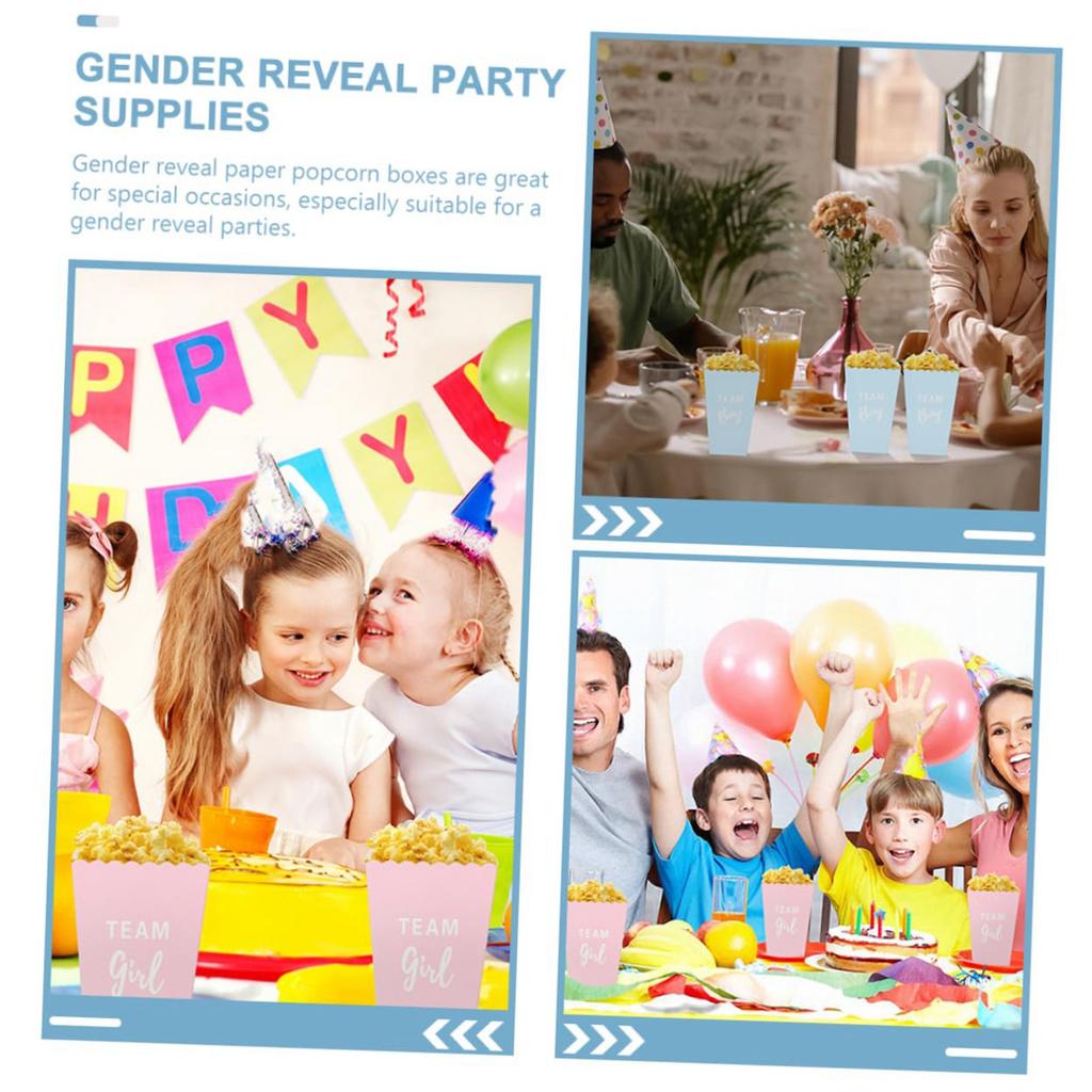 20 Pack Gender Reveal Popcorn Paper Boxes Pinks And Blue Candy Favors Treating Cups For Girl Boy Baby Shower Reveal Party Decorations Supplies(Blue, )