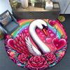 1pc Soft, Absorbent & Non Slip Beautiful White Swan Round Rug Soft Circle Rug for Living Room & Bedroom Decor, Chair Mats, and Unforgettable
